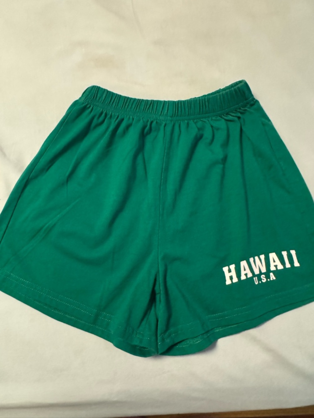 SHEIN Green Hawaii Logo Athletic Cotton Shorts